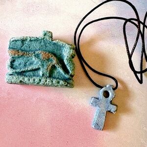 NEW Egyptian Soapstone Amulet Pendants - Ankh, Eye of Horus